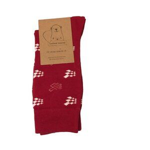 curious beaver Ladies Size 8-13 Red Abstract Crew Socks